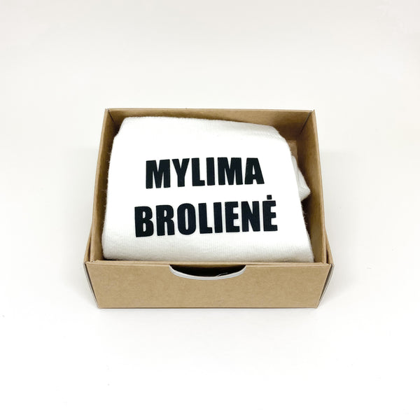 Kojinės su užrašu  „Mylima brolienė“