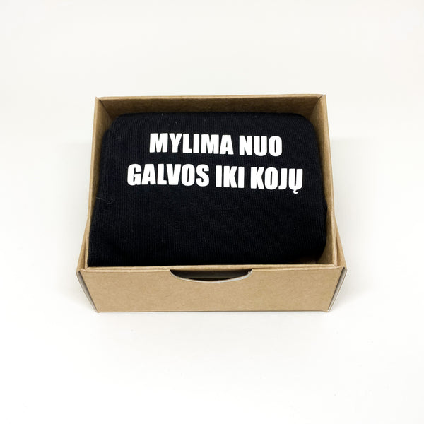 Kojinės su užrašu  „Mylima nuo galvos iki kojų“