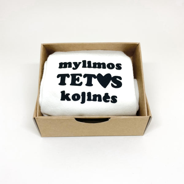 Kojinės su užrašu  „Mylimos tetos kojinės“